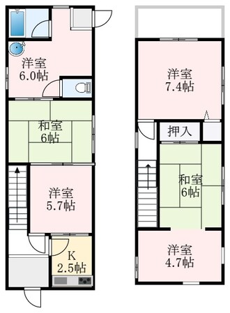 津久野駅 徒歩24分 1-2階の物件間取画像